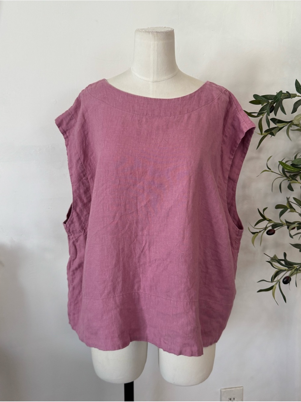 Madewell 100% Linen Mauve Pink Button Back Oversized Top Size 2X